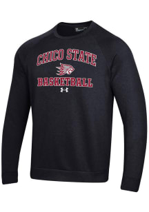 Under Armour CSU Chico Wildcats Mens Black Basketball Rival Long Sleeve Crew Sweatshirt