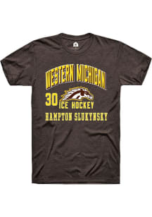 Hampton Slukynsky Rally Mens Brown Western Michigan Broncos NIL Arch Logo Player T Shirt