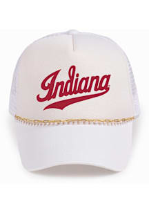 Indiana Hoosiers White Chain Trucker Ponyback Womens Adjustable Hat