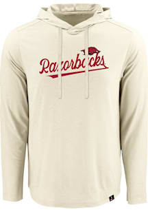 Arkansas Razorbacks Mens Oatmeal Thin Satin Script Fashion Hood