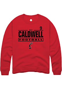Jeff Caldwell Cincinnati Bearcats Mens Red Football NIL Stacked Box Player Crew
