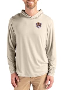 Cutter and Buck LSU Tigers Mens Oatmeal Vault Coastline Eco Long Sleeve Lightweight Hoodie