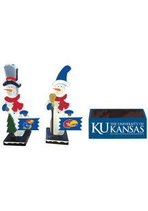 Kansas Jayhawks Wooden Snowmen Decor