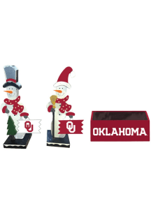 Oklahoma Sooners Wooden Snowmen Decor