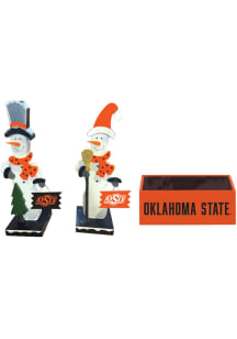 Oklahoma State Cowboys Wooden Snowmen Decor