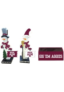 Texas A&amp;M Aggies Wooden Snowmen Decor