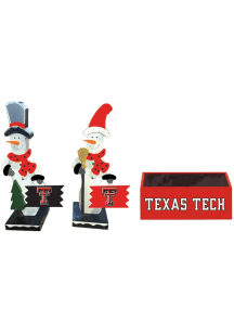 Texas Tech Red Raiders Wooden Snowmen Decor