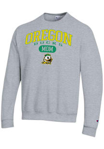 Champion Oregon Ducks Mens Grey Pill Box Mom Powerblend Long Sleeve Crew Sweatshirt