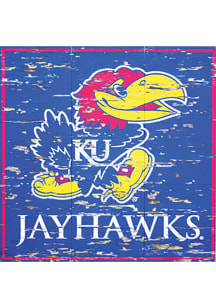 Kansas Jayhawks Distressed Wood Sign