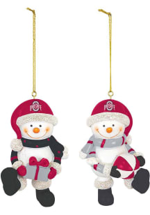 Red Ohio State Buckeyes Snowman Ornament