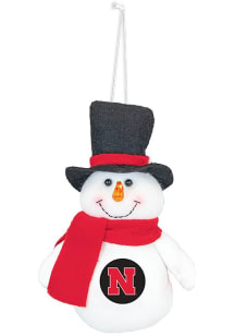 White Nebraska Cornhuskers Plush Snowman Ornament