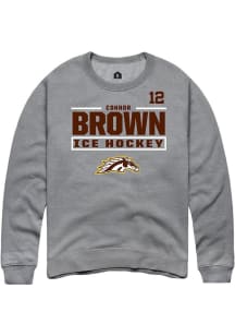 Connor Brown Rally Mens Grey Western Michigan Broncos NIL Stacked Box Player Crew