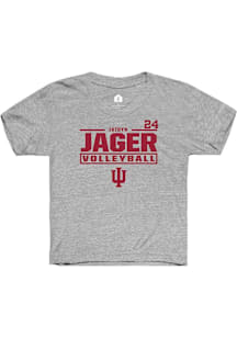jaidyn jager Indiana Hoosiers Youth Grey NIL Stacked Box Player Tee