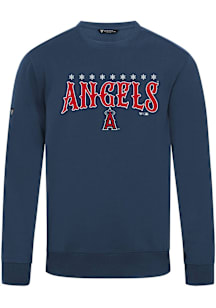 Levelwear Los Angeles Angels Mens Navy Blue Zane Snowflakes Long Sleeve Crew Sweatshirt