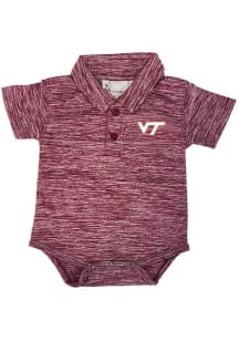 Virginia Tech Hokies Baby Maroon Space Dye Short Sleeve One Piece Polo
