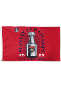 Florida Panthers 2025 NHL Stanley Cup Champions Deluxe Silk Screen Grommet Flag - Red