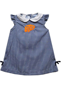 Vive La Fete UTEP Miners Toddler Girls Navy Blue Gingham Short Sleeve Dress
