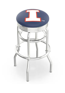 Black Illinois Fighting Illini Double-Ring Swivel Chrome Pub Stool