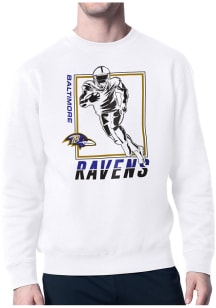 Starter Baltimore Ravens Mens White Grid Long Sleeve Crew Sweatshirt