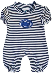 Penn State Nittany Lions Baby Navy Blue Stripe Puff Sleeve Short Sleeve One Piece