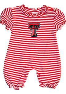 Texas Tech Red Raiders Baby Red Stripe Puff Sleeve Short Sleeve One Piece