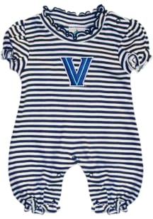 Villanova Wildcats Baby Navy Blue Stripe Puff Sleeve Short Sleeve One Piece