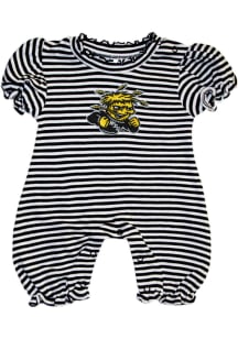 Wichita State Shockers Baby Black Stripe Puff Sleeve Short Sleeve One Piece