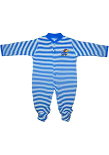 Kansas Jayhawks Baby Blue Striped Footed Loungewear One Piece Pajamas