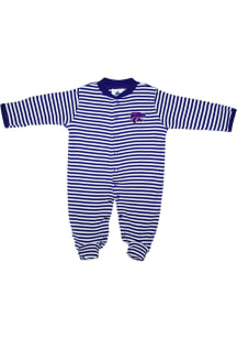 K-State Wildcats Baby Purple Striped Footed Loungewear One Piece Pajamas