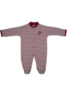 Texas A&amp;M Aggies Baby Maroon Striped Footed Loungewear One Piece Pajamas