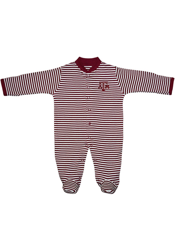 Texas A&M Aggies Baby Maroon Striped Footed Loungewear One Piece Pajamas