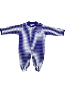 TCU Horned Frogs Baby Purple Striped Footed Loungewear One Piece Pajamas