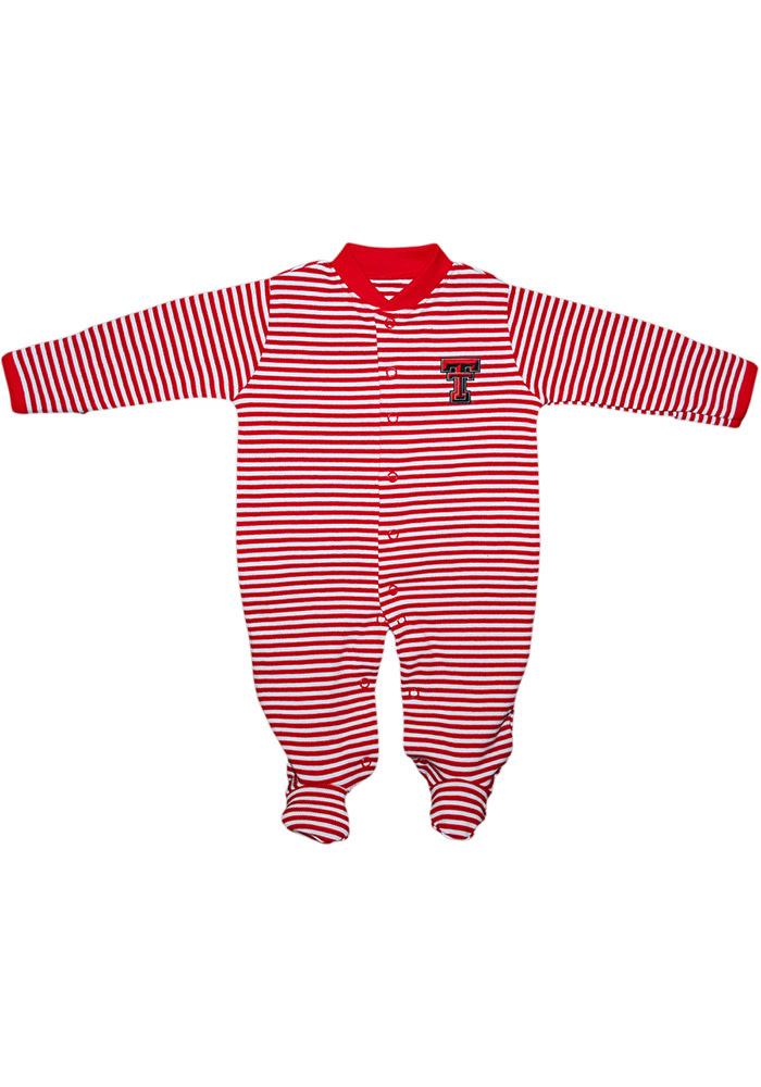 Texas Tech Red Raiders Baby Red Striped Footed Loungewear One Piece Pajamas