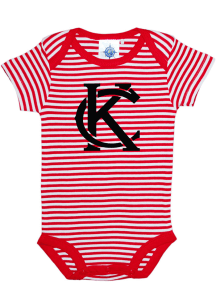 Kansas City Baby Red Stripes Monogram Short Sleeve One Piece