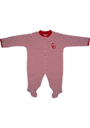 Oklahoma Sooners Baby Crimson Striped Footed Loungewear One Piece Pajamas