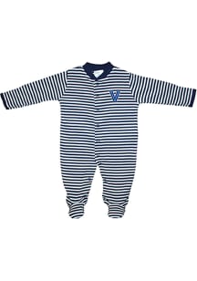 Villanova Wildcats Baby Navy Blue Striped Footed Loungewear One Piece Pajamas