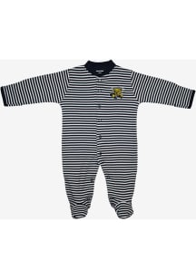 Wichita State Shockers Baby Black Striped Footed Loungewear One Piece Pajamas