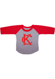 Kansas City Toddler Grey Monogram Raglan ¾ Sleeve T Shirt