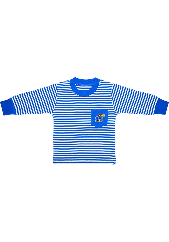Kansas Jayhawks Toddler Blue Striped Pocket Long Sleeve T-Shirt