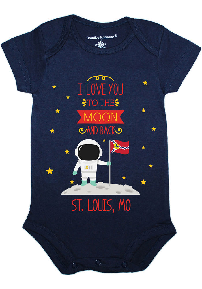 St Louis Baby Navy Blue To the Moon and Back Short Sleeve One Piece
