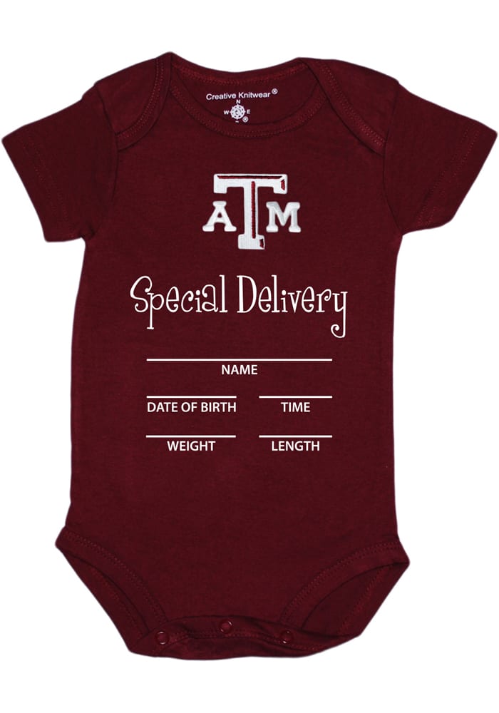 Texas A&M Aggies Baby Maroon Special Delivery Short Sleeve One Piece
