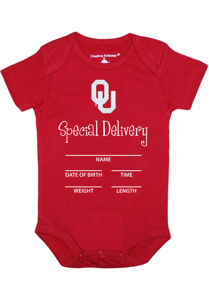 Oklahoma Sooners Baby Cardinal Special Delivery Short Sleeve One Piece