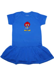 Kansas Jayhawks Baby Girls Blue Picot Baby Jay Short Sleeve Dress