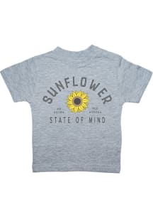 Kansas Toddler Grey Sunflower State of Mind Short Sleeve T Shirt