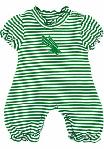 North Texas Mean Green Baby Kelly Green Stripe Puff Sleeve Short Sleeve One Piece