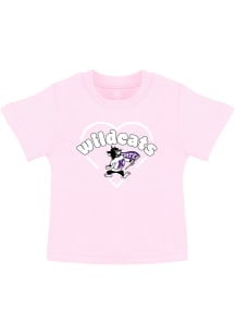 K-State Wildcats Infant Girls Heart Mascot Short Sleeve T-Shirt Pink