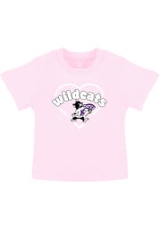 K-State Wildcats Infant Girls Heart Mascot Short Sleeve T-Shirt Pink