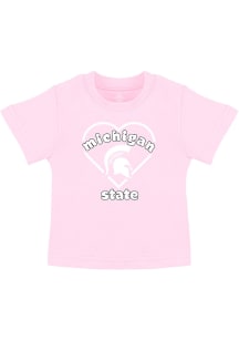 Michigan State Spartans Infant Girls Heart Mascot Short Sleeve T-Shirt Pink