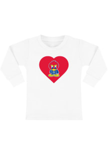 Kansas Jayhawks Toddler Girls White Heart Baby Jay Long Sleeve T Shirt
