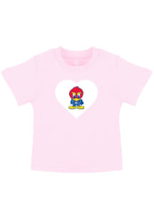 Kansas Jayhawks Toddler Girls Pink Heart Baby Jay Short Sleeve T-Shirt